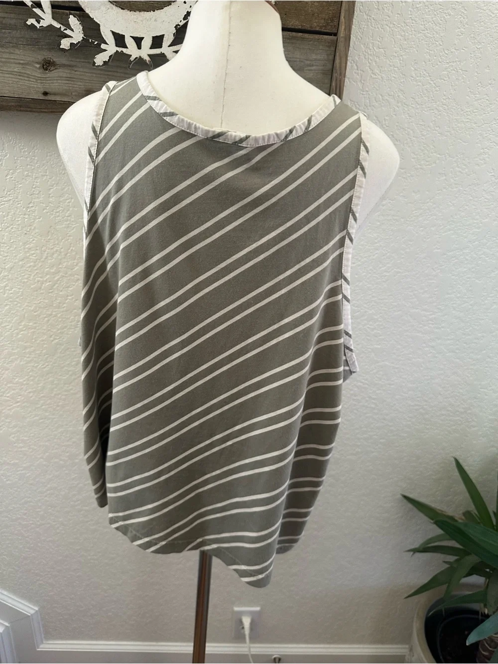 Pact organic cotton green striped swing staycation sleep tank size XXL